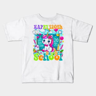 Happy 120th Day Of School Cute Unicorn kids 120 Days Smarter Kids T-Shirt